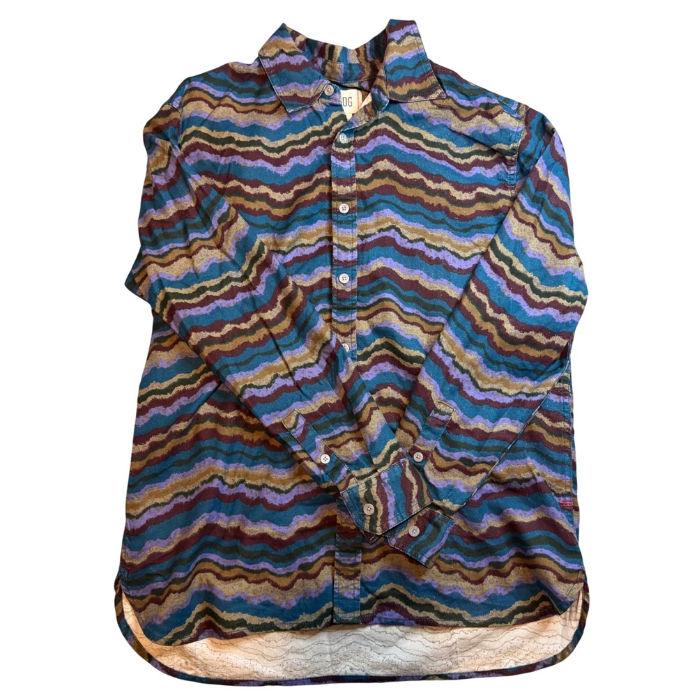 BDG Urban Outfitters Mens Small Wavy groovy Stripe western Button Shirt Cotton